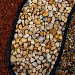 Three different types of gravel and pebbles